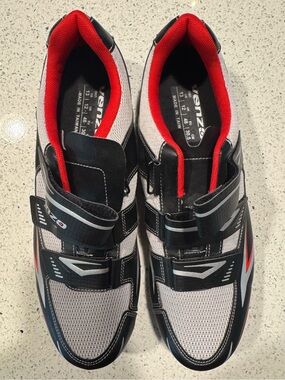 Venzo Performance Cycling Bike Cleat Shoes Black, Gray Red Sz 13